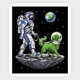 Space Astronaut Walking Alien Dog Sticker
